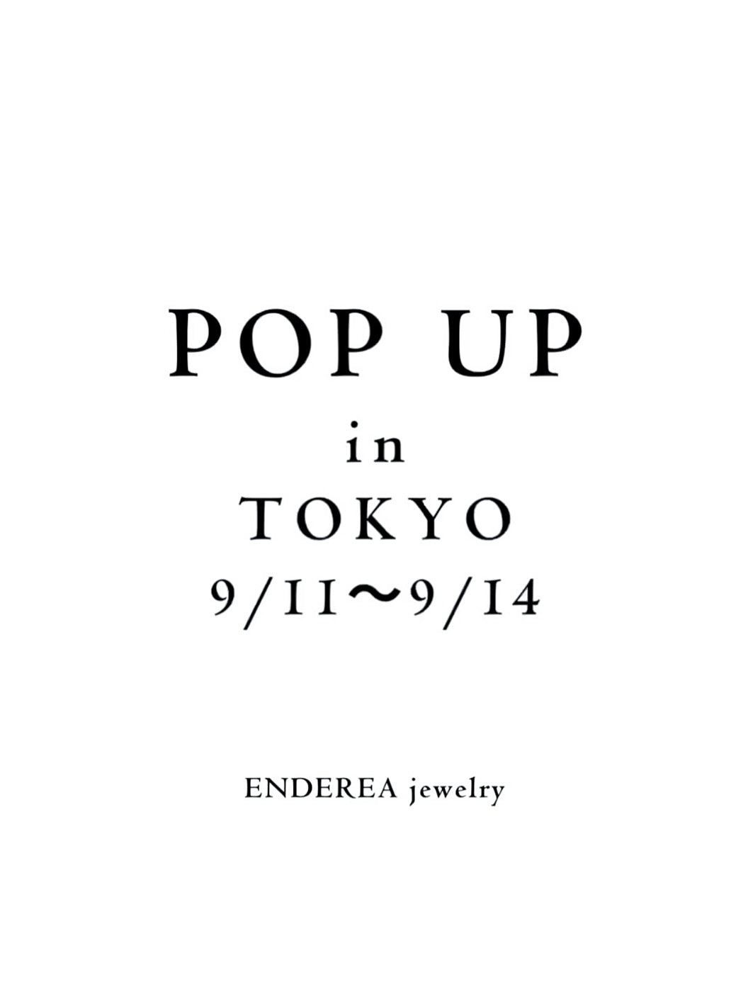 ポップアップストア in TOKYO 出店のお知らせ 9/11(木)〜9/14(日)